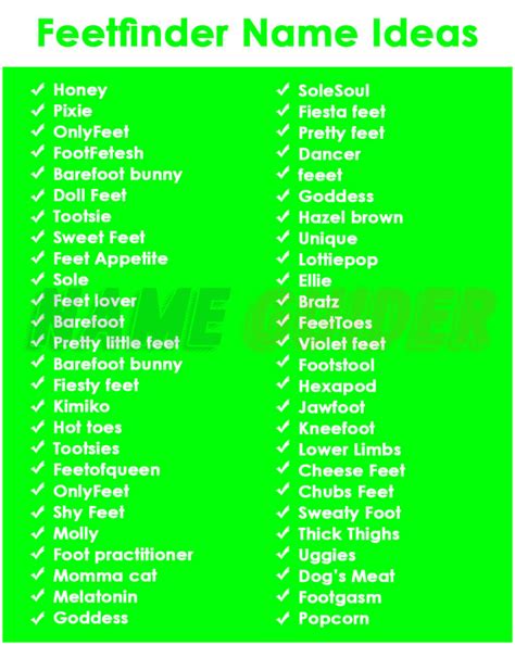 feet finder name generator|Feetfinder Username Ideas Generator – Best Usernames